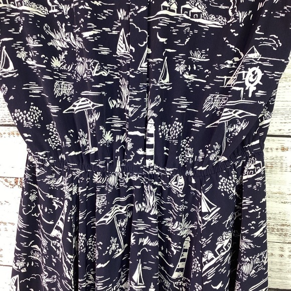 CHARTER‎ CLUB SIZE 10 PETITE NAVY BLUE SCENIC BEACH VACATION SUMMER DRESS - Picture 15 of 16